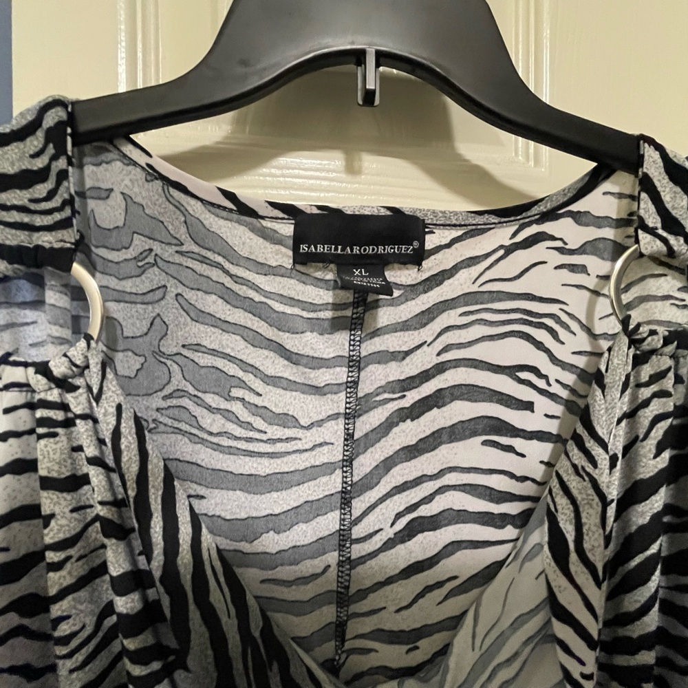 Isabella Rodriguez Black and White Animal Print Dress
